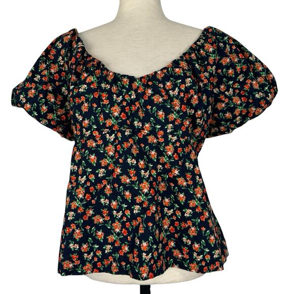 Old Navy Tops - Old Navy Top Large Floral Smocked Cottagecore Boho Peasant Milkmaid Coquette